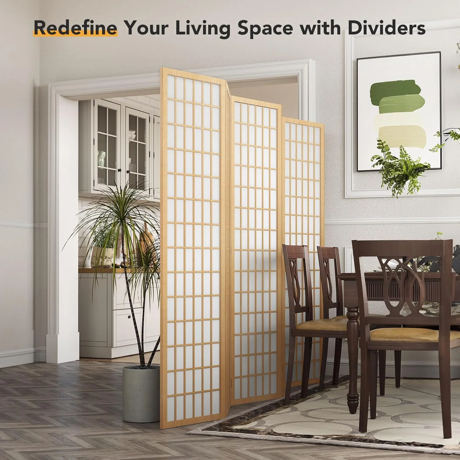 Room Divider Wall Shoji Screen, 6 Panel Folding Privacy Screen for Room Separation, Japanese Wood Room Divider Screen, 5.9 Ft, Natural(6 Panels/Nature) - Image 6