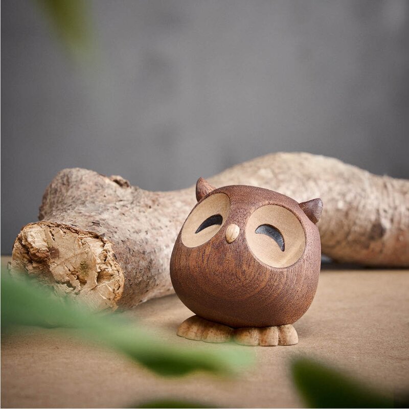 Sofia ugle trefigur 5 cm gummitre/sapele