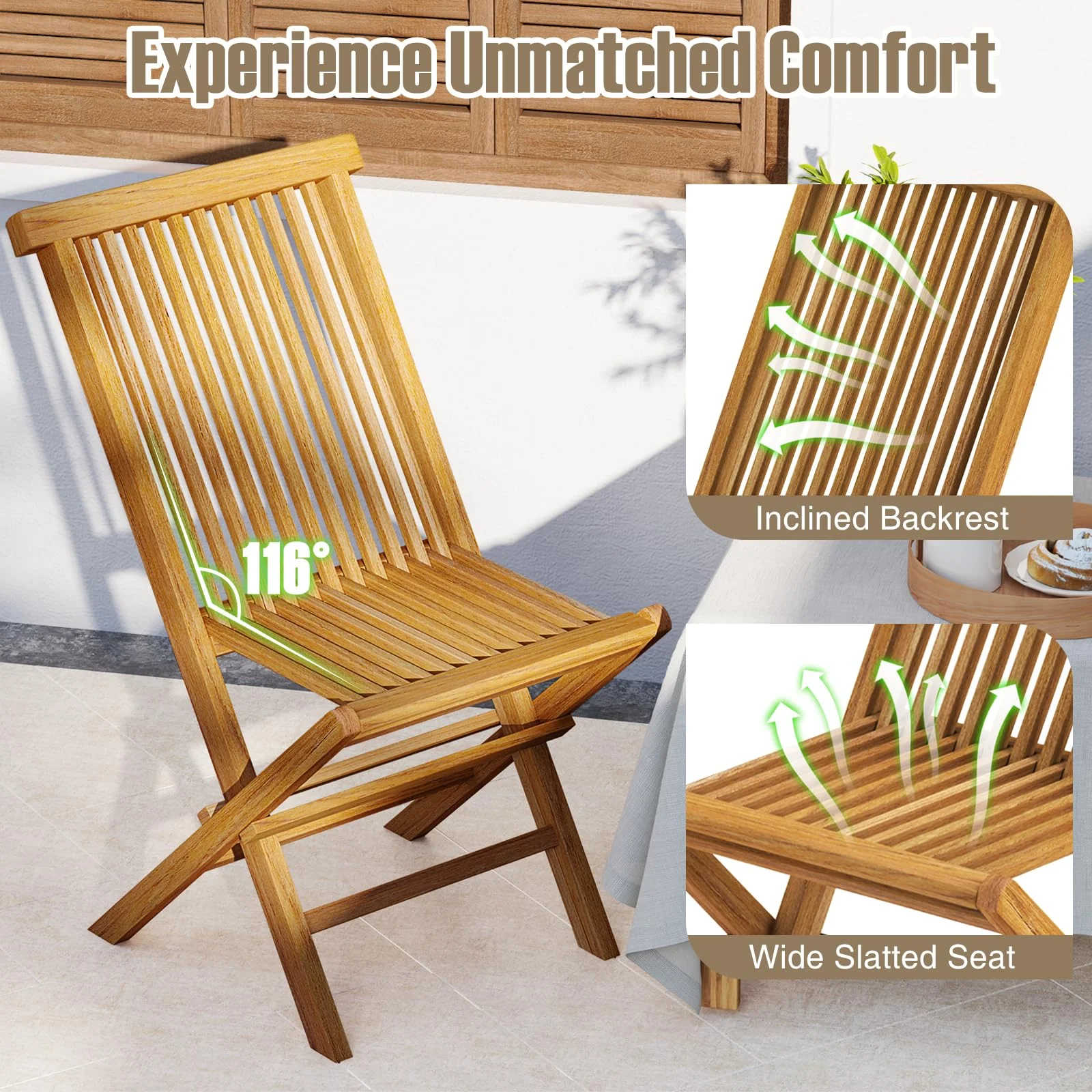 Tangkula 3 Pieces Folding Patio Bistro Set