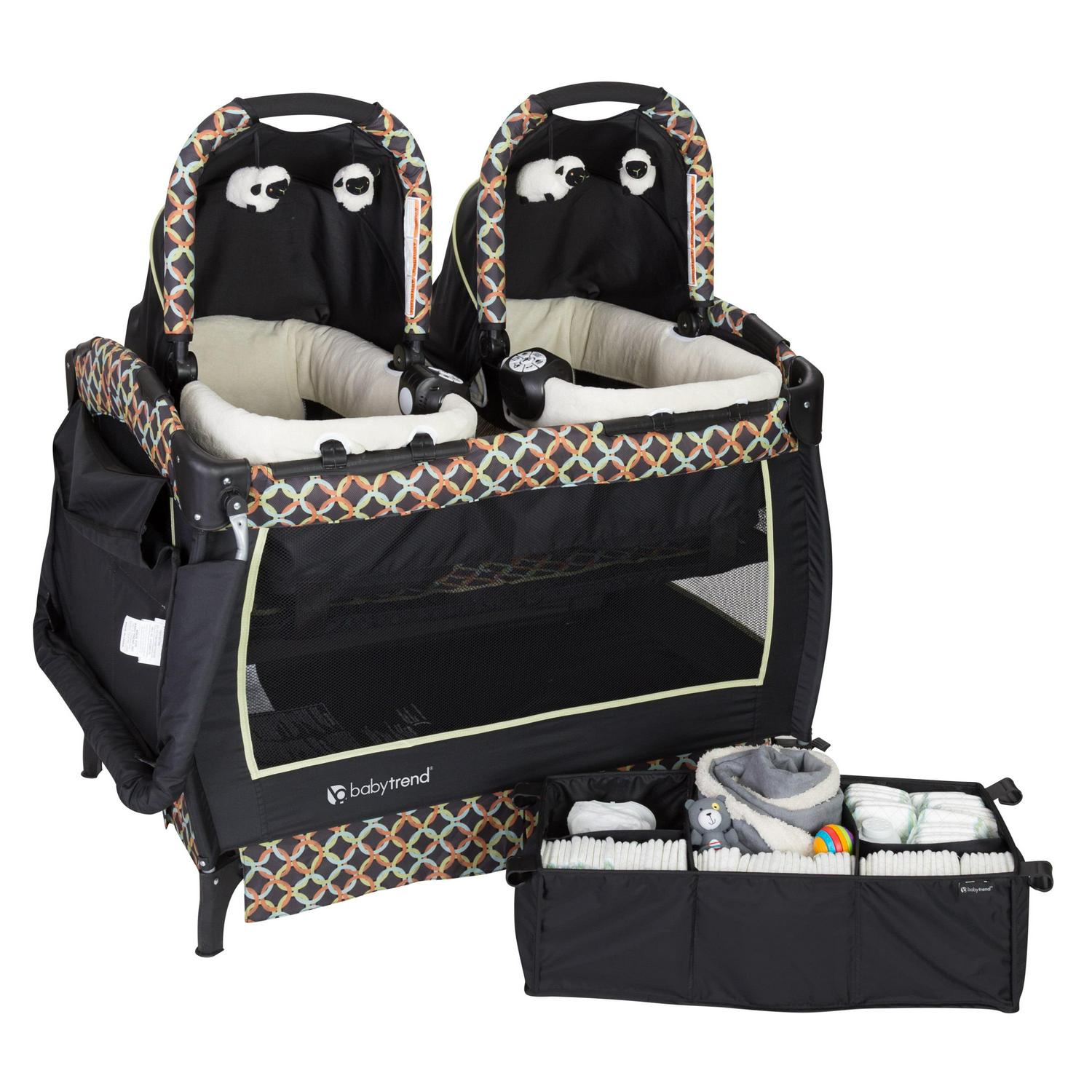 Twins Nursery Center Playard with Travel Bag Circle Tech Multi-Color Black