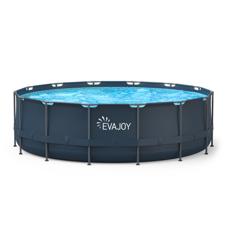 Ensemble de piscine hors sol ronde EVAJOY avec structure métallique de 4,88 m x 1,22 m