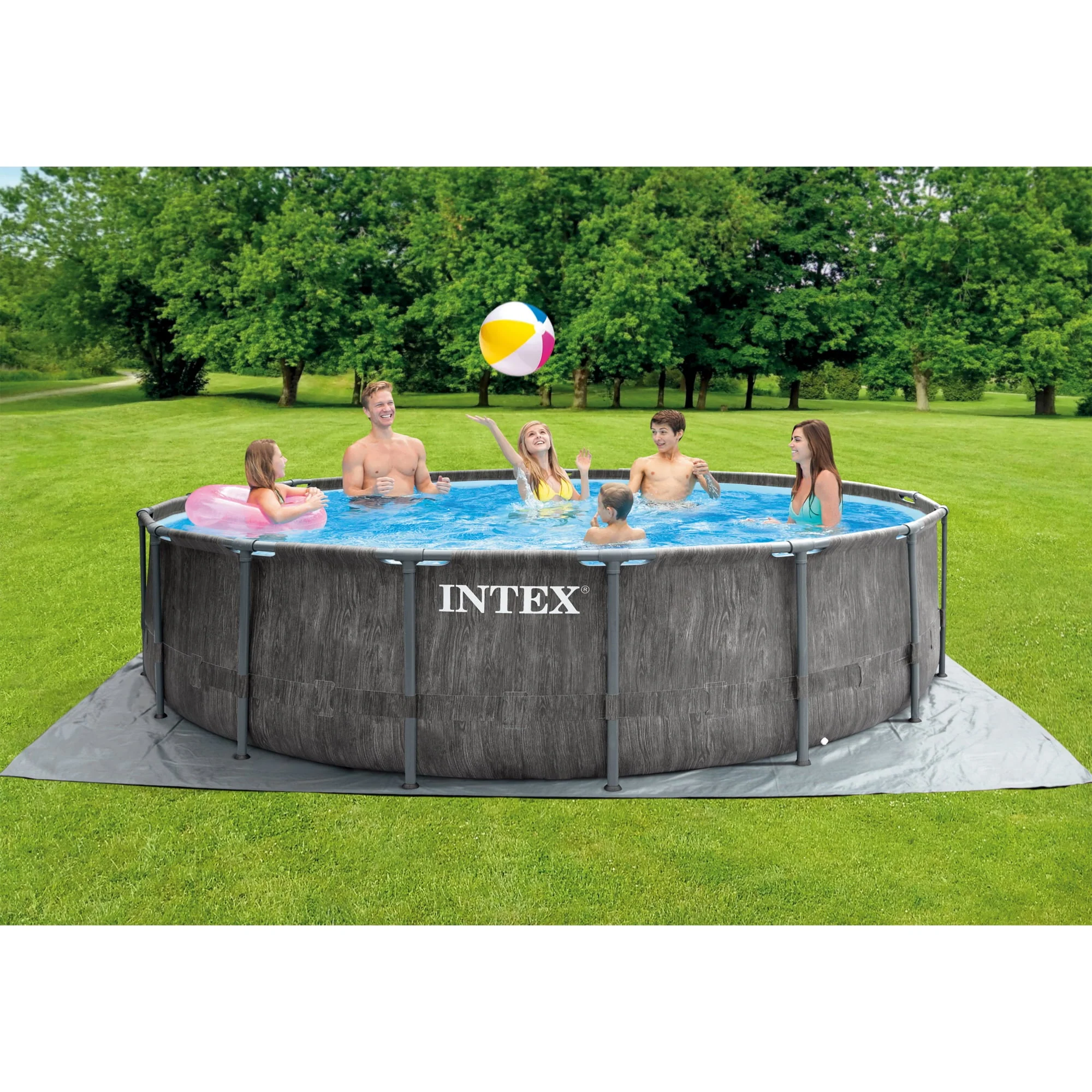Greywood Prism Frame 15'x48" Round Above Ground Outdoor Swimming Pool Set - Image 5