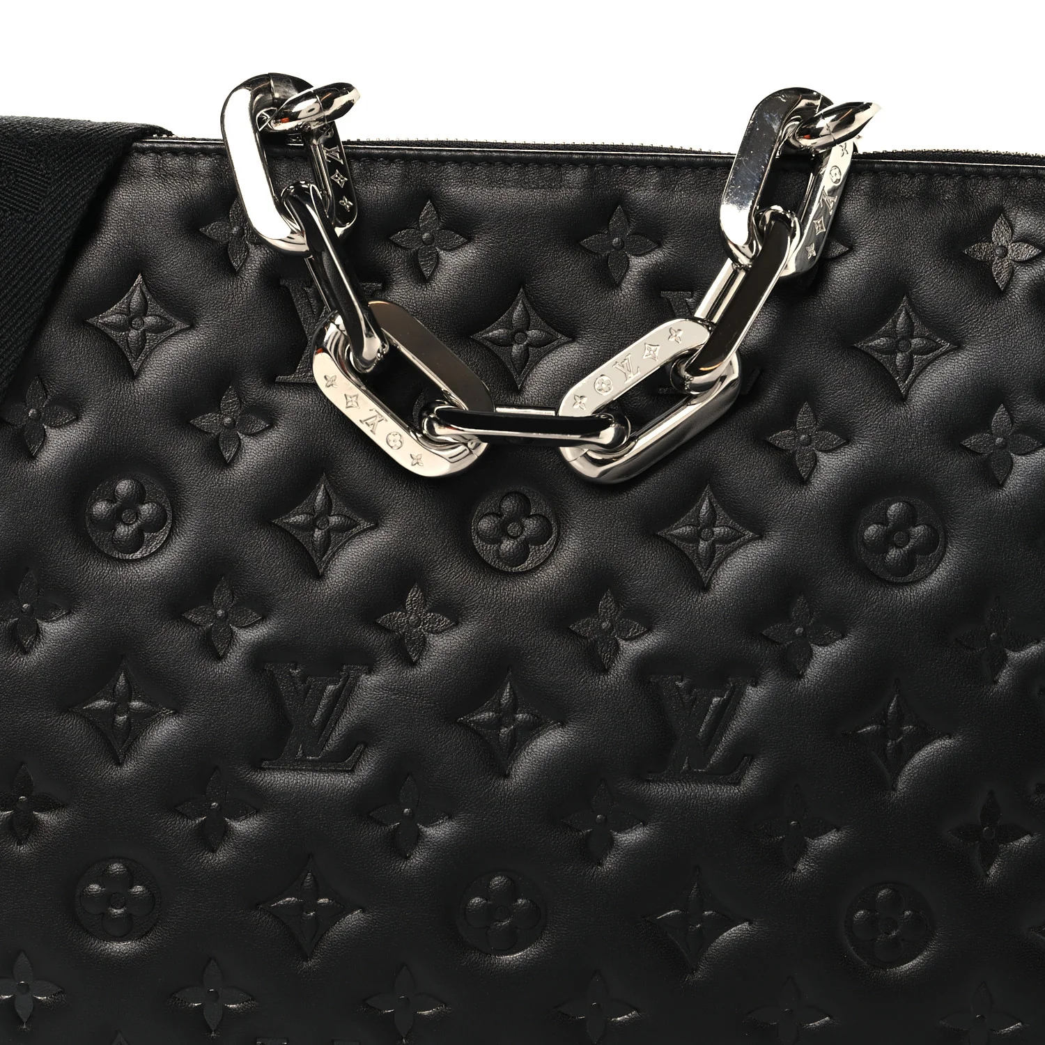 Lambskin Embossed Monogram Coussin MM Black
