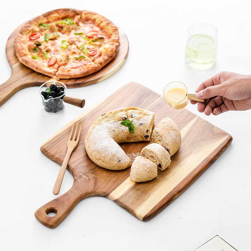 Acacia Wood Pizza Plate Western-style Food Steak and Bread Plate Acacia Wooden Tray