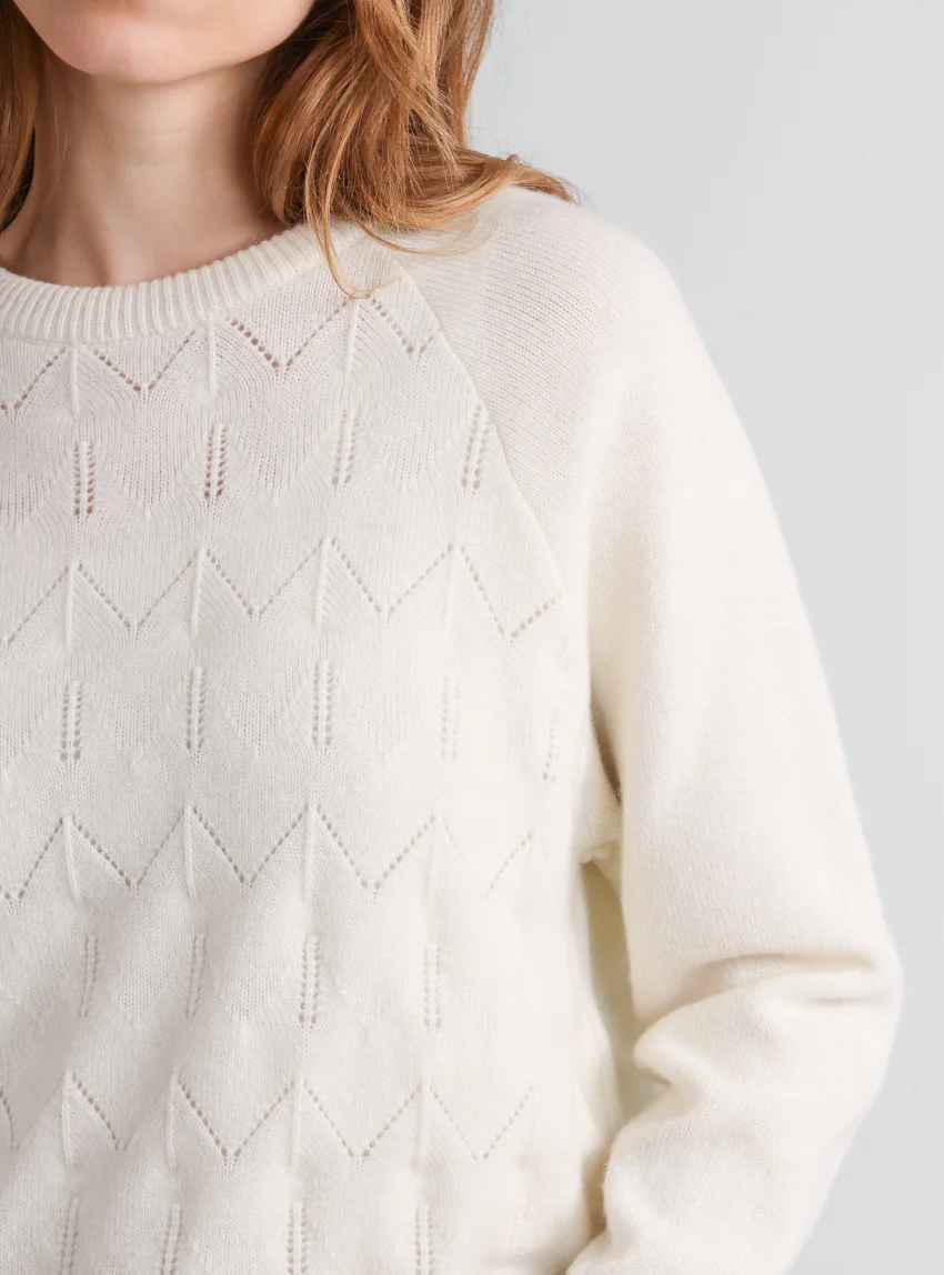 Pull femme laine et cachemire blanc crème