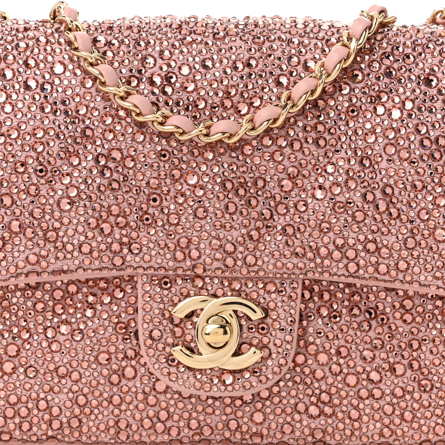Lambskin Crystal Diamante Small Flap Light Pink