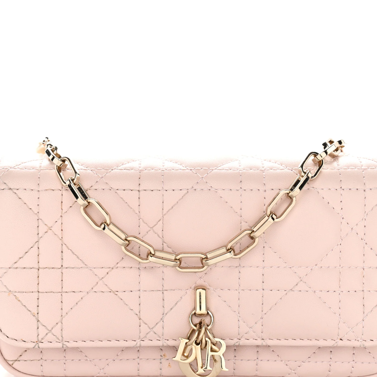 Lambskin Cannage Dior Talk Phone Pouch Rose Poudre