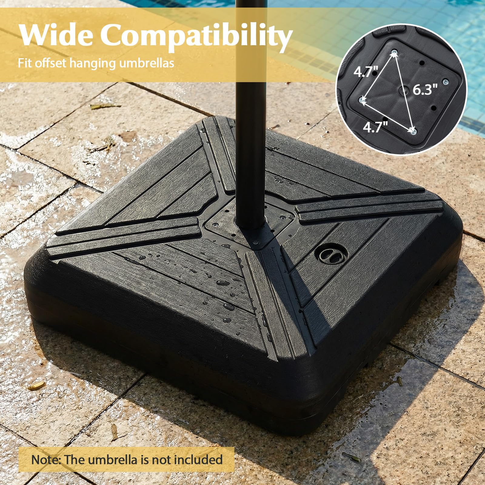Tangkula 345 LBS Cantilever Umbrella Base with Wheels
