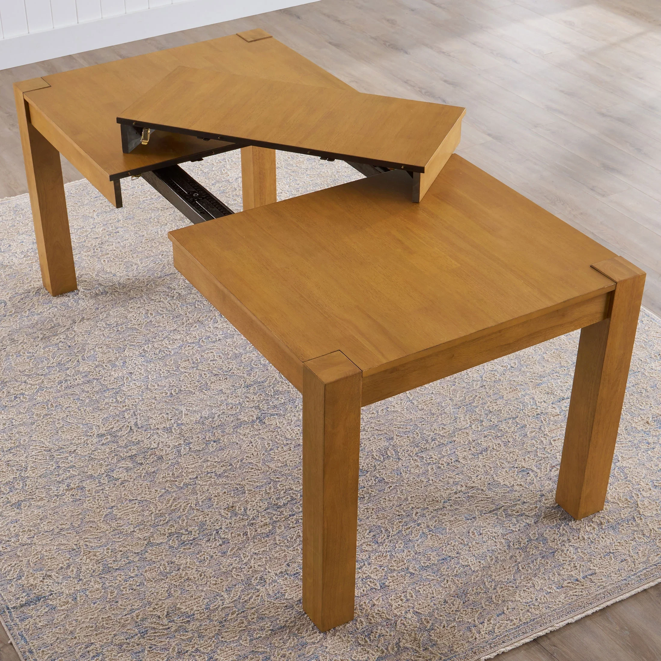 Better Homes & Gardens Bryant Solid Wood Extendable Dining Table, Light Honey Finish