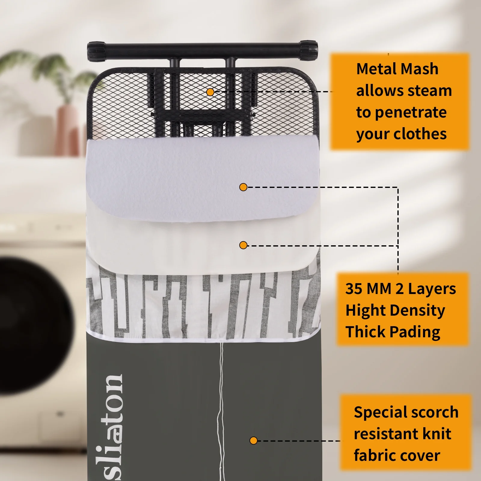 Slieton Extra Large Ironing Board with Hang Rail, 20-Inch Wide(L/Slieton Gray) - Image 2