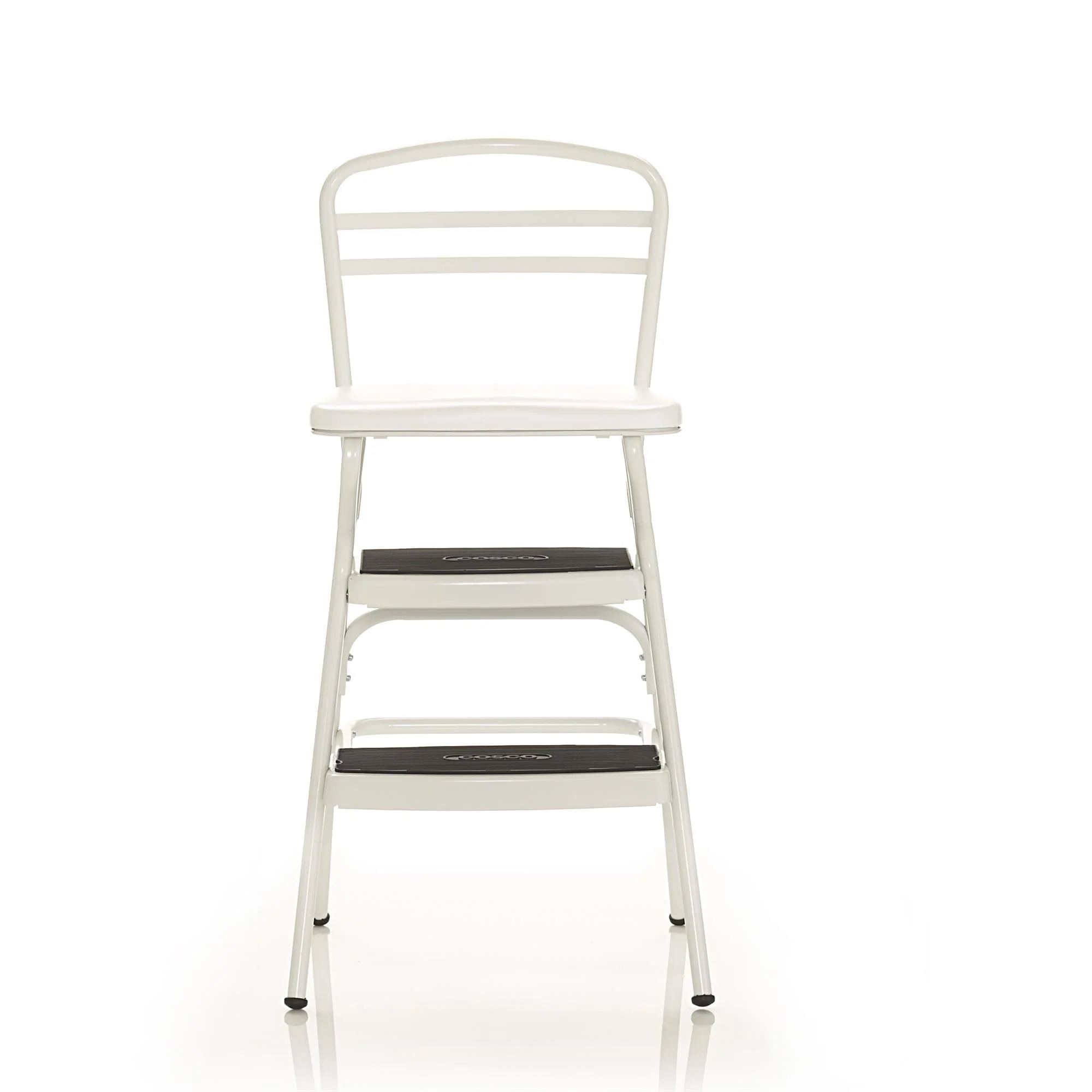 COSCO Stylaire Retro Chair + Step Stool with Flip - up Seat (White, One Pack)