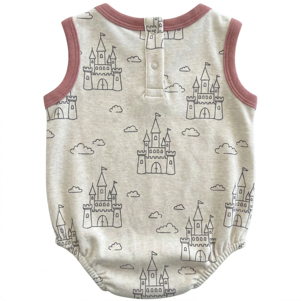 Cute Full Print Sleeveless Baby Bodysuit Back Button Design Toddler Home Wear Breathable Summer Newborn Romper