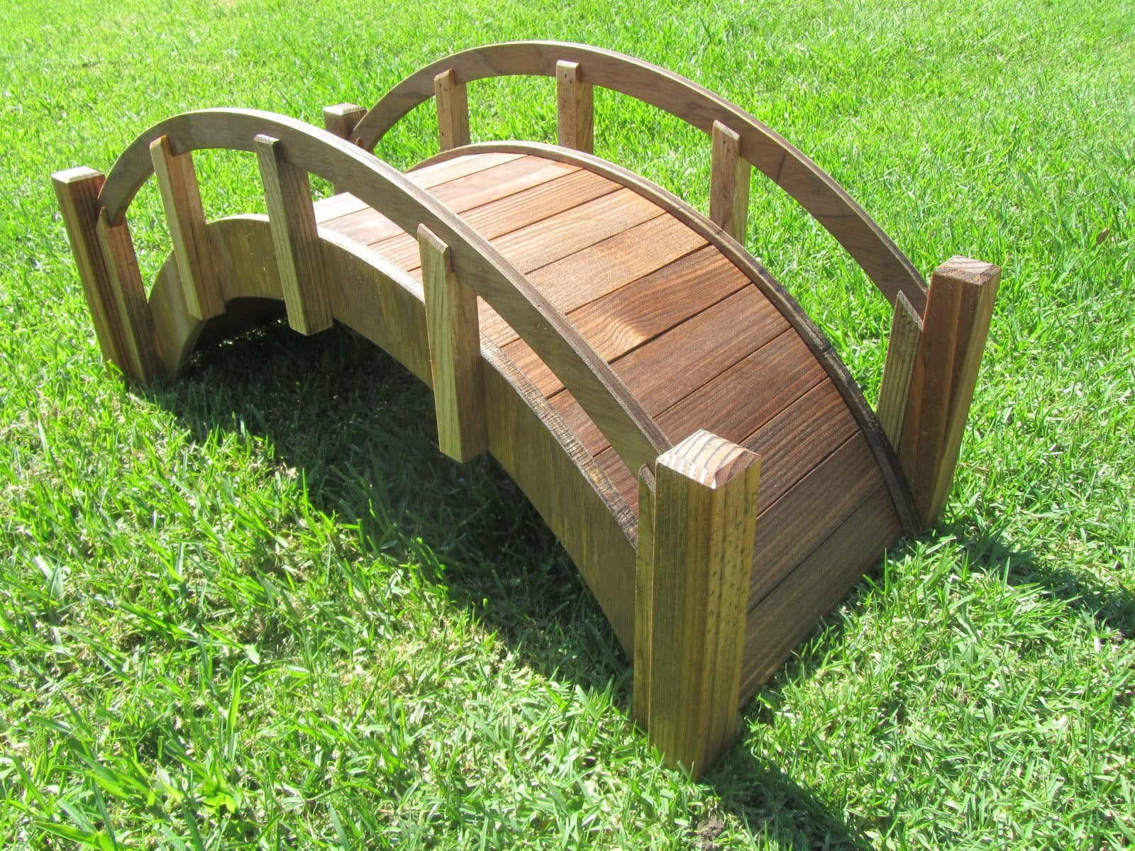 Samsgazebos Miniature Japanese Wood Garden Bridge, 25 - Inch, Brown, Treated