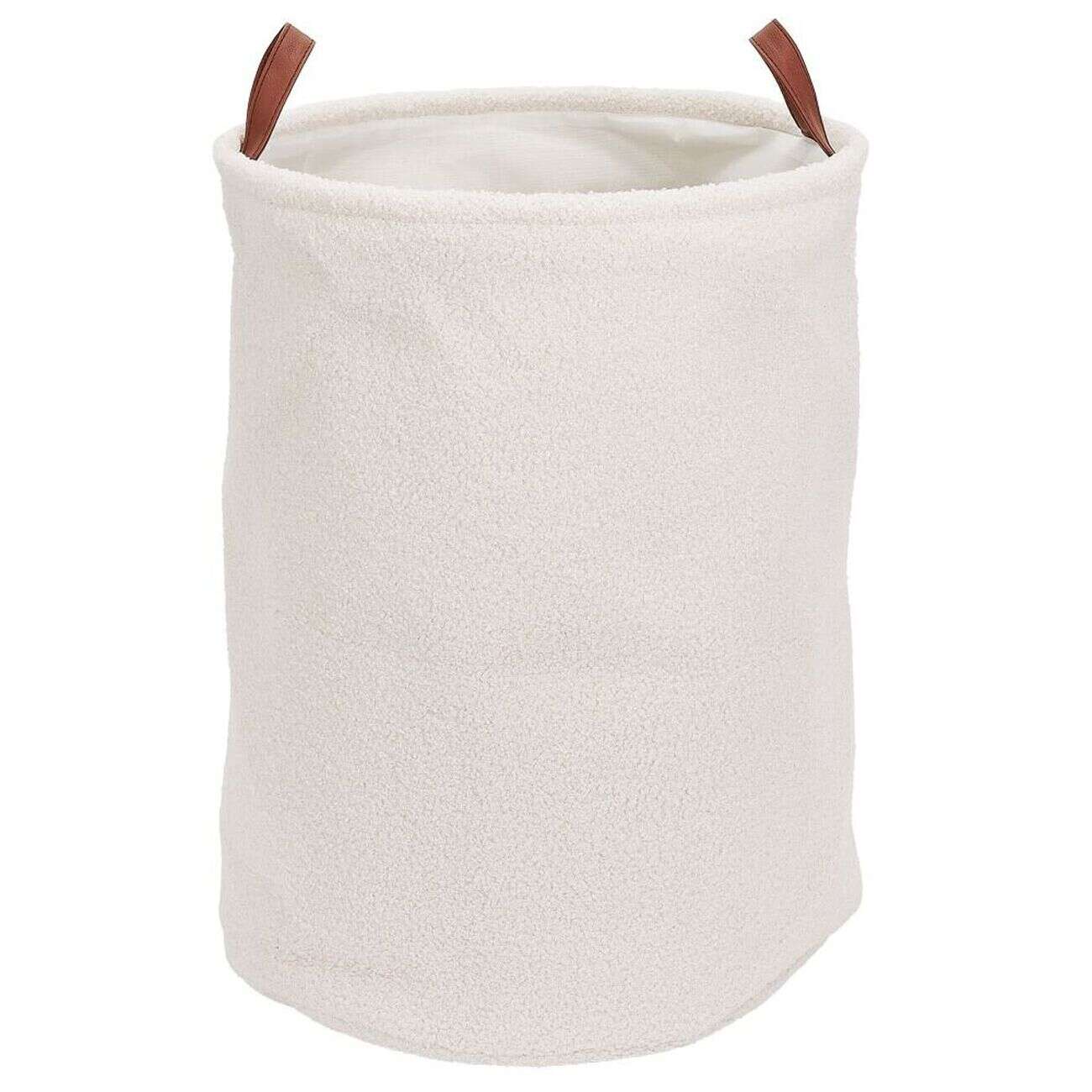 Panier à linge 56L tissu bouclette blanc