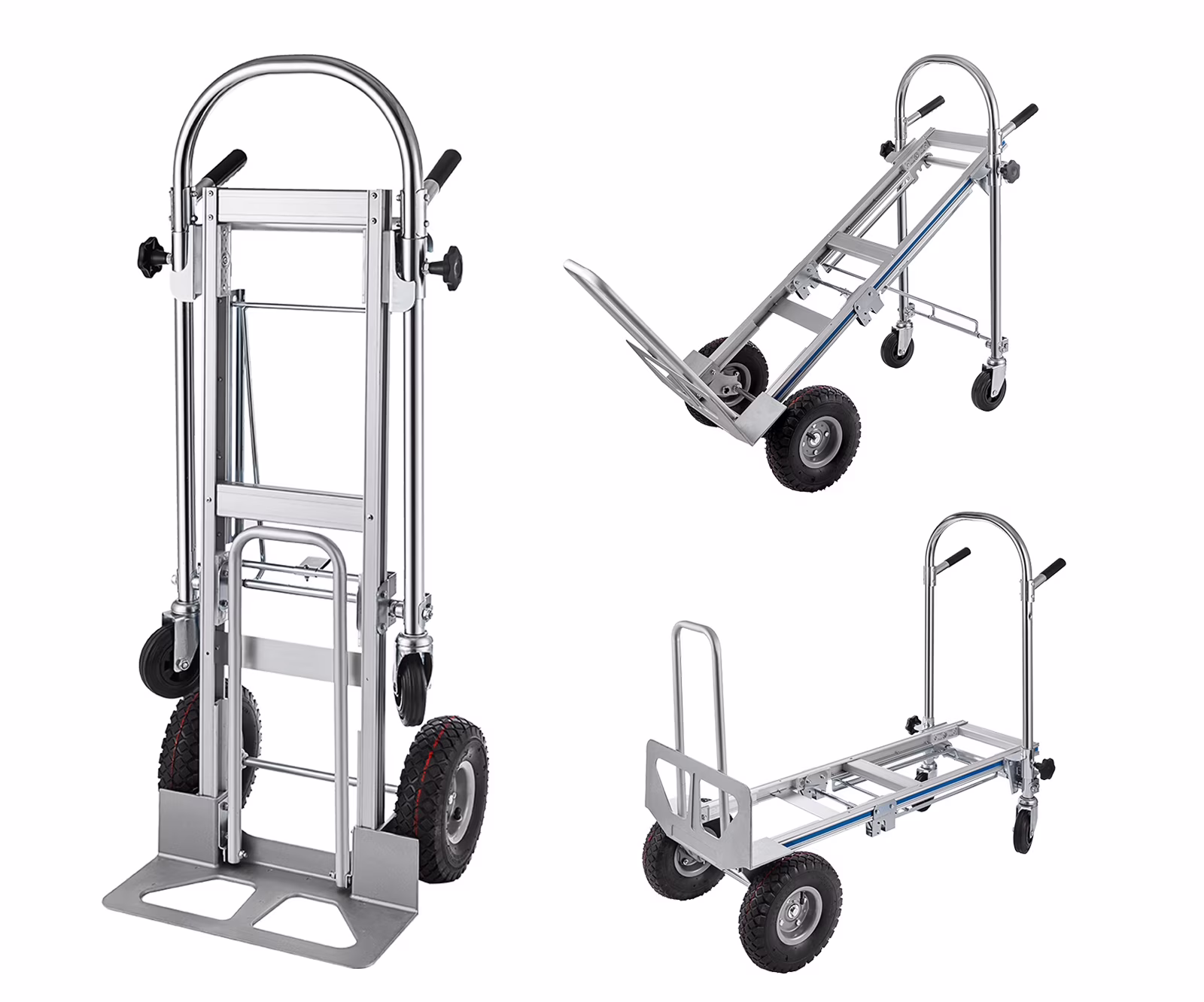 SHZOND 3 in 1 Convertible Hand Truck 1000 LBS Weight Capacity Heavy Duty Hand Truck Durable Aluminum and Steel Construction 4 Wheels Hand Truck Dolly