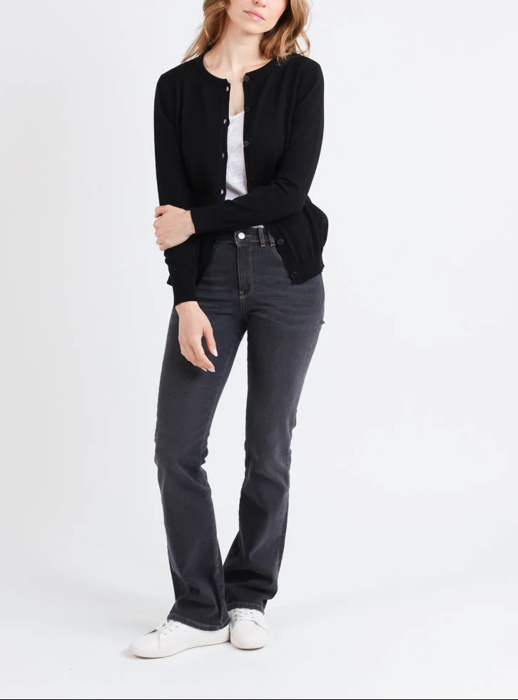 Cardigan femme en laine mérinos noir