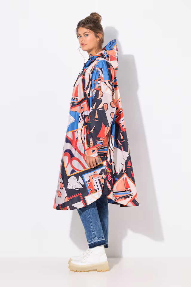 Printed Functional Unisex Hooded Rain Cape