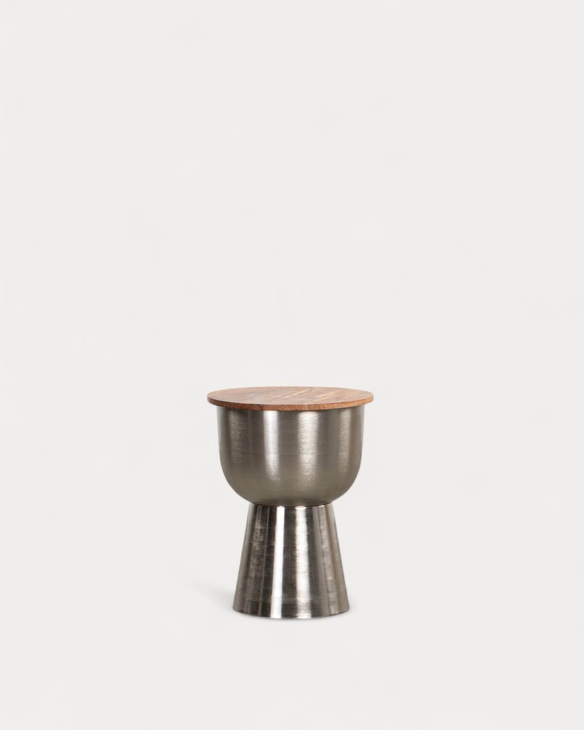 Binchi - Mesa Auxiliar Redonda de Madera de Acacia y Metal (Ø43 cm) Binchi