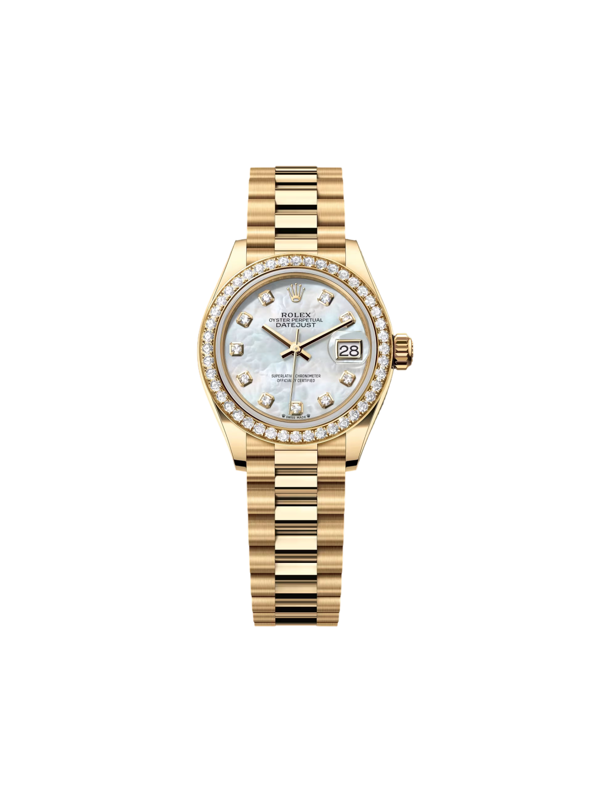 【Super Clone】RLX  Lady-Datejust 28mm 279138RBR White Mother-of-Pearl Dial President Bracelet Watch