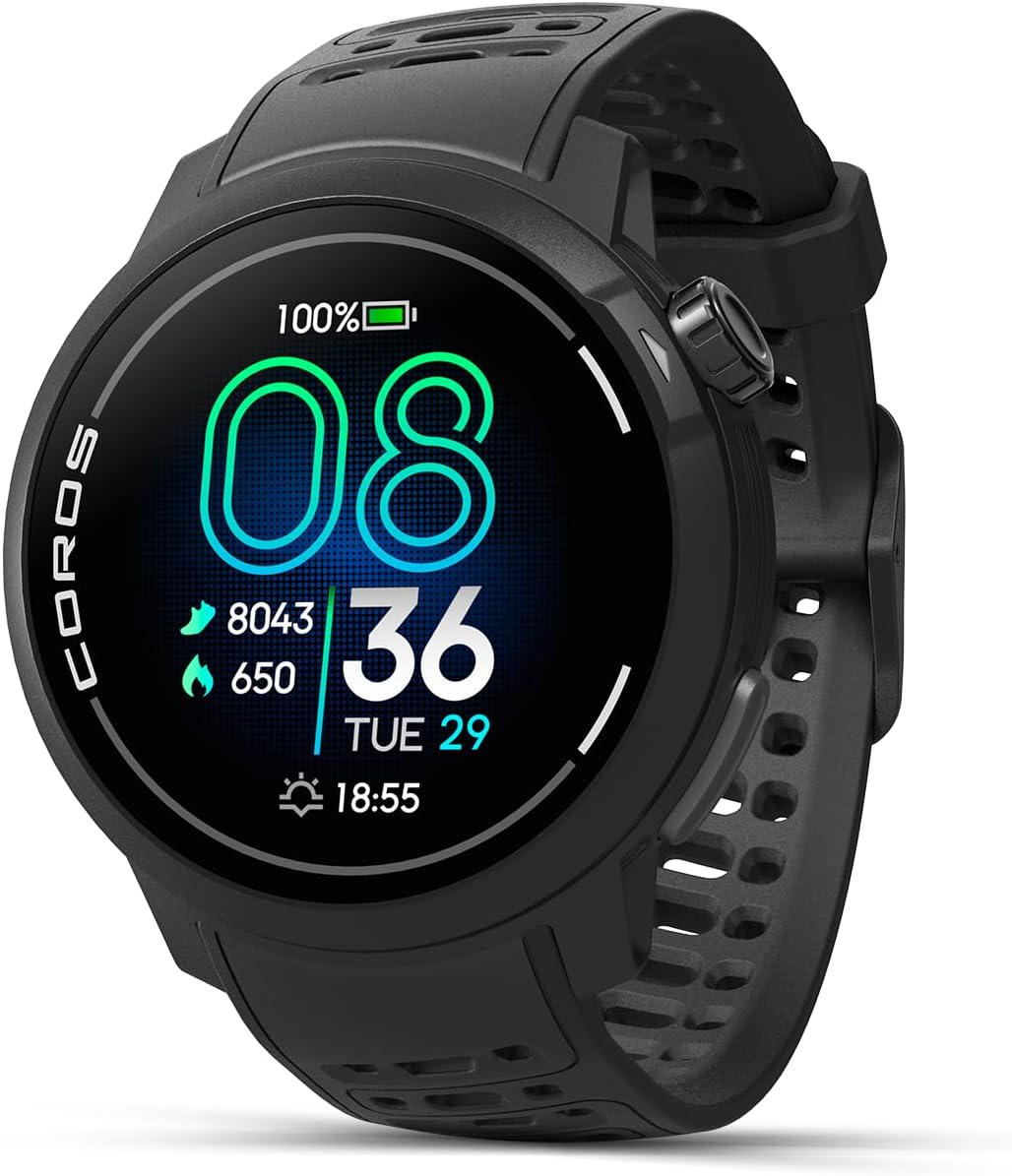 COROS PACE Pro GPS Sport Watch  1.3-inch AMOLED Touchscreen  Fastest in Class Processor Running Watch  20 Days Battery Life  Navigation with Global Offline Maps  Sleep Tracking  Running - Black