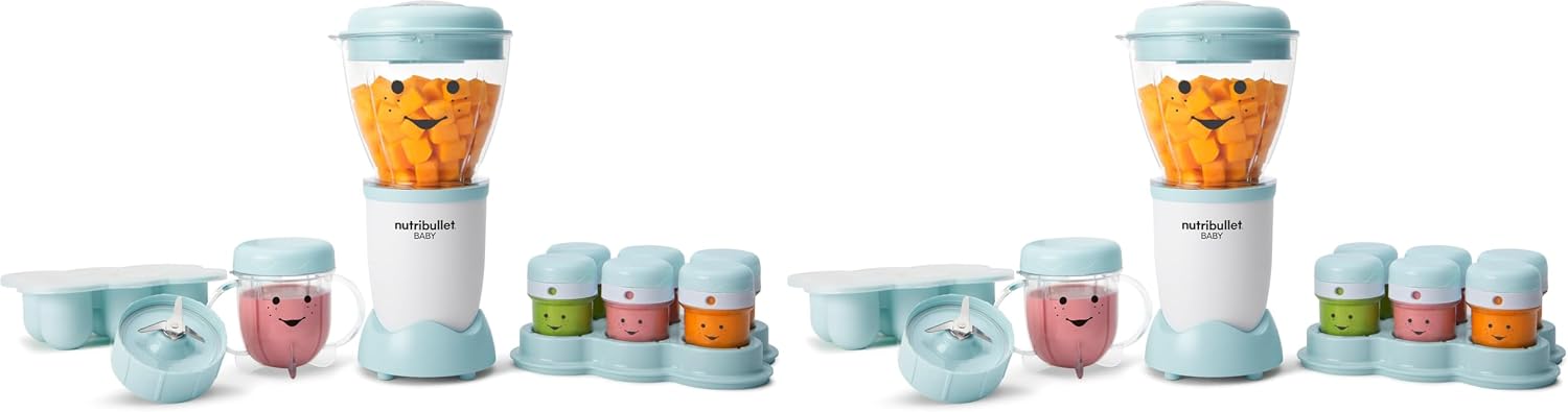 NutriBullet NBY-50100 Baby Complete Food-Making System, 32-Oz, White, Blue, Clear