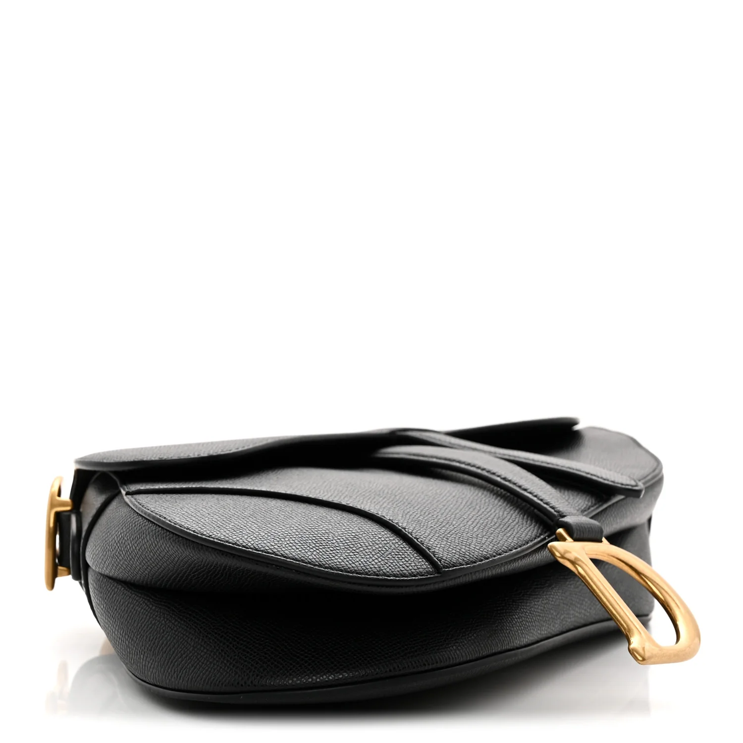 Grained Calfskin Saddle Bag Black