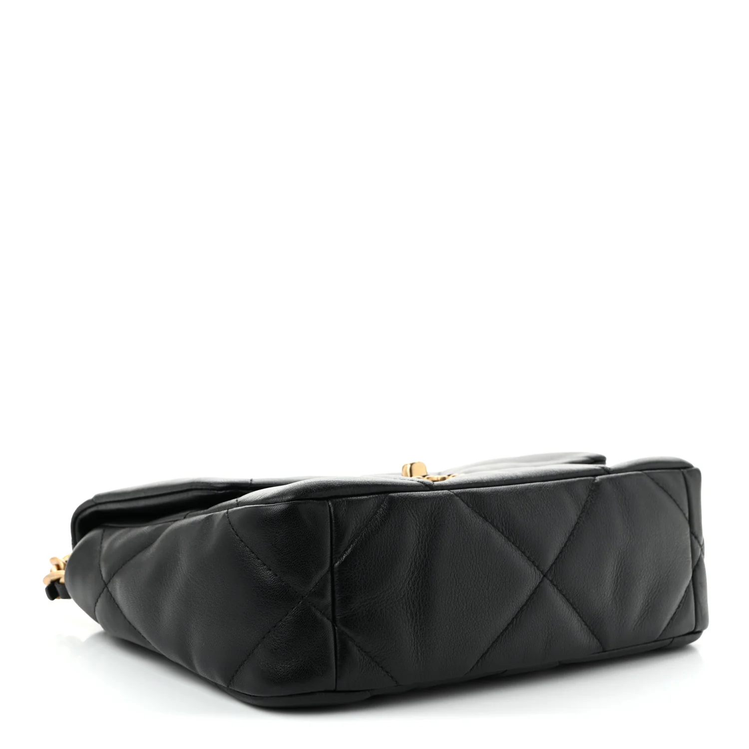 Shiny Goatskin Quilted Medium Chanel 19 Flap Black