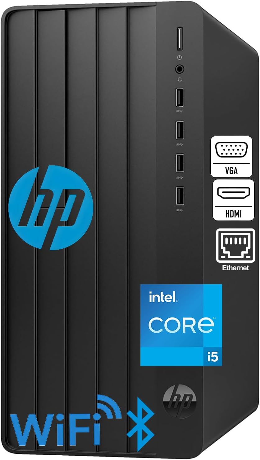 HP Desktop Computers Tower PC for Home and Business  Intel 14-Core i5-13500  32GB DDR4 RAM  1TB PCIe SSD  UHD Graphics 770  WiFi 6  Bluetooth 5.3  RJ-45  HDMI  VGA  Keyboard and Mouse  Windows 11