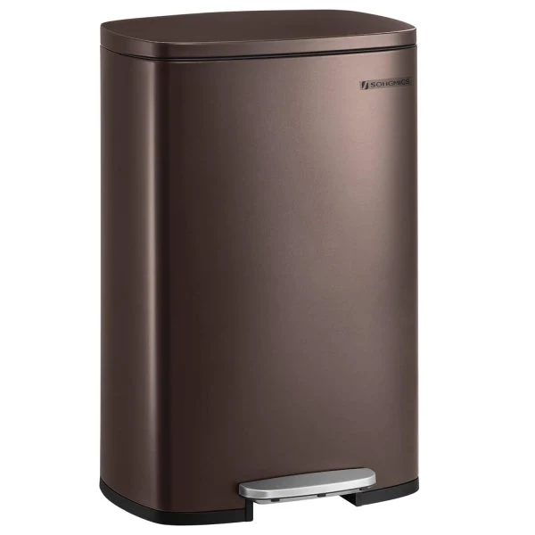 13-Gallon Stainless Steel Kitchen Trash Can with Soft Close Lid, Step Pedal and Removable Inner Bucket