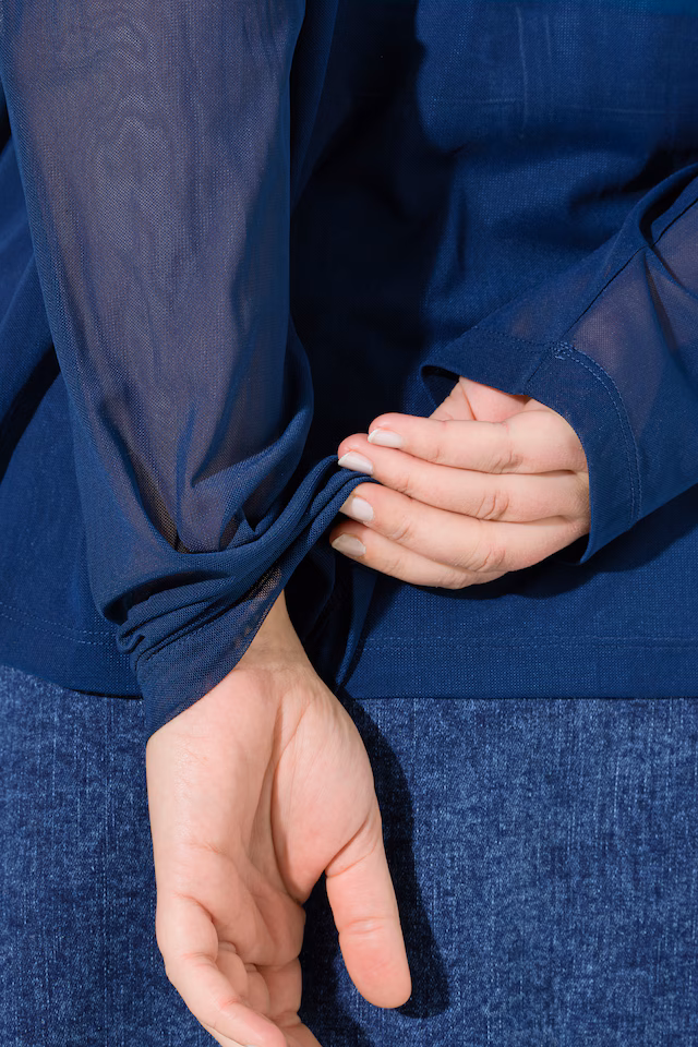 A-line tie-up neckline mesh jacket