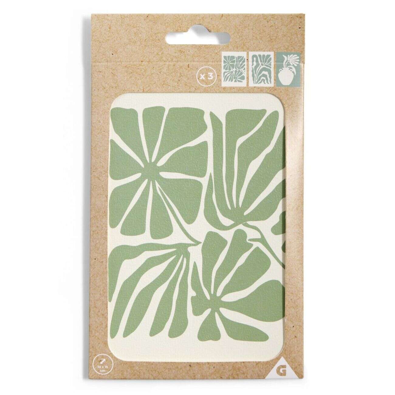 Lot de 3 affiches papier vert et blanc 10x15cm