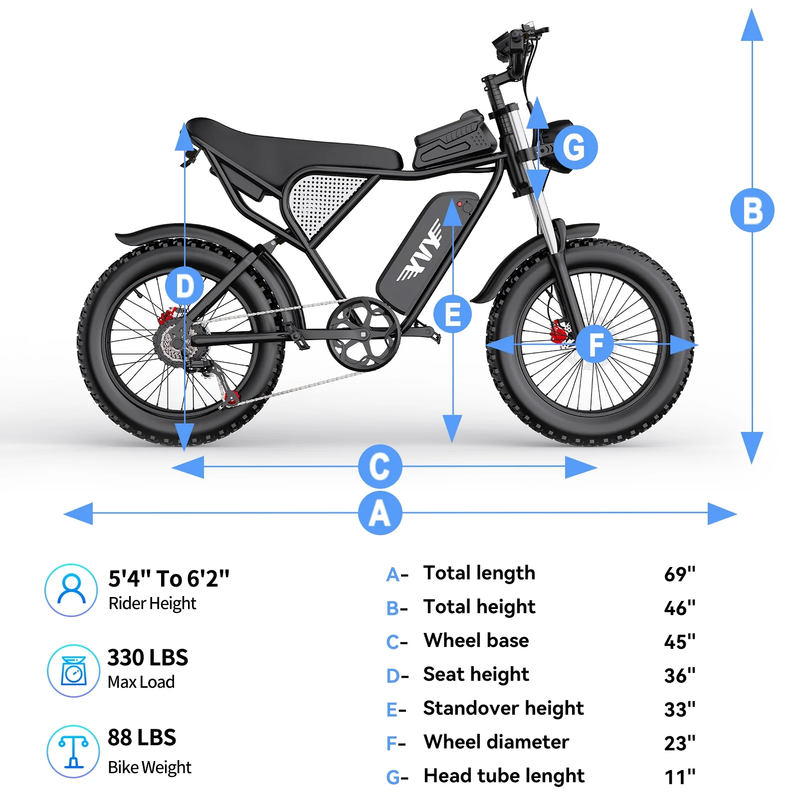 1500W Electric Bike for Adults,33MPH 20'' Fat Tire Electric Motorcycle,48V 20AH Removable Battery, 30-60 Miles Mountain Bike UL2849(20Inch-1500W-48V 20AH-33MPH) - Image 10