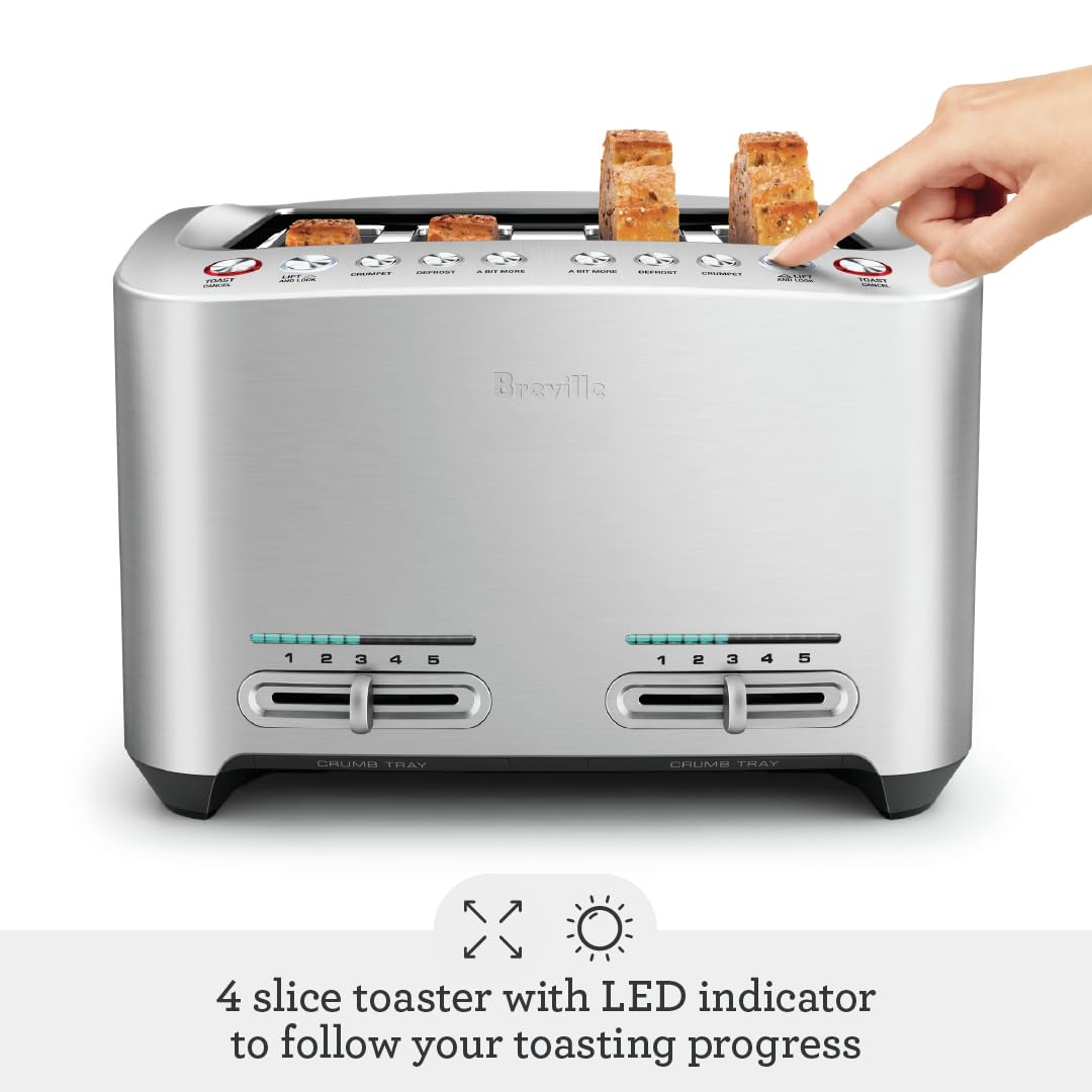 Grille-pain intelligent Breville en acier inoxydable brossé, 2 tranches