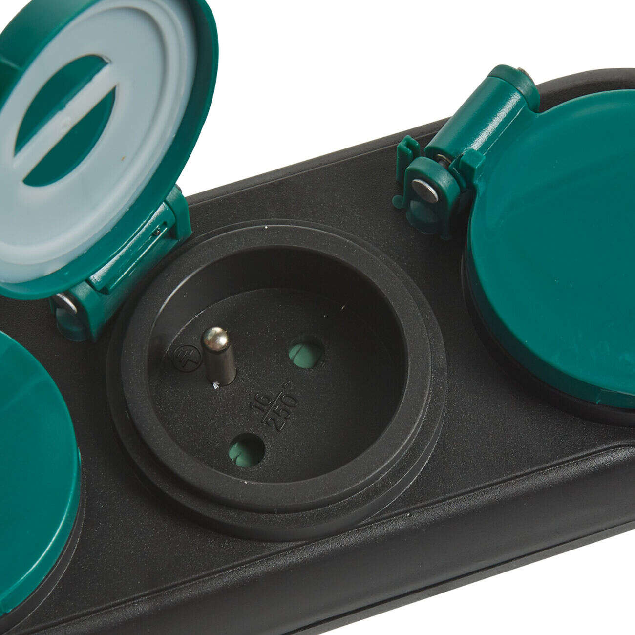 Multiprise étanche 4 prises noir et vert