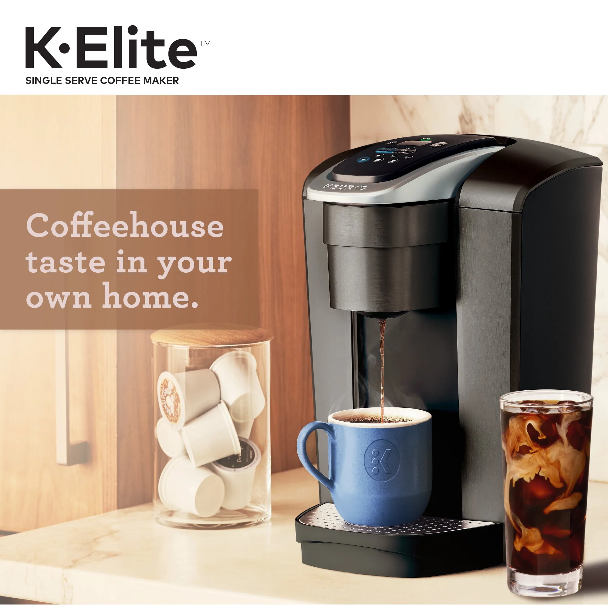 Keurig K - Elite Single - Serve K - Cup Pod Coffee Maker, Brushed Slate