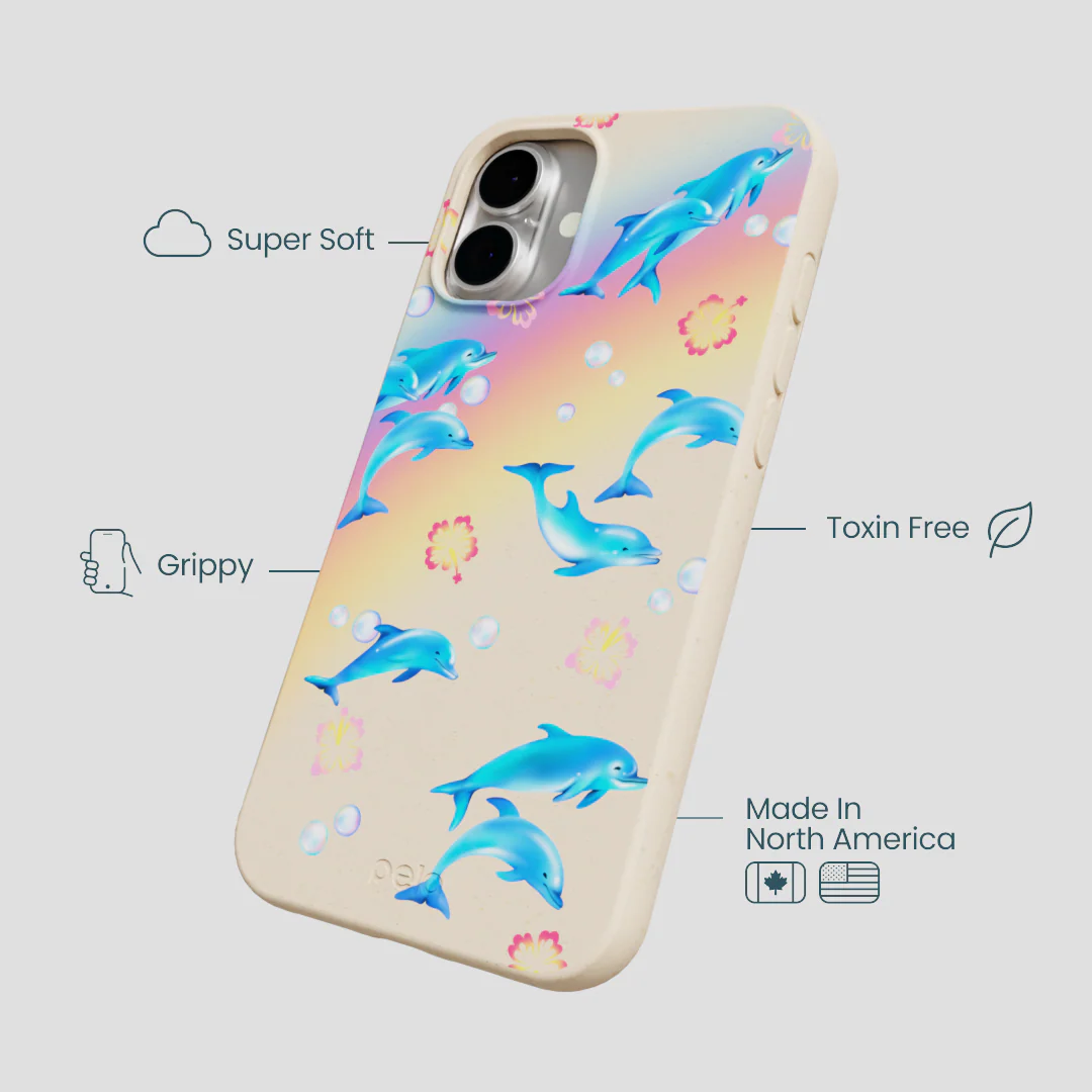 Seashell Dolphin Sunset iPhone 16 Plus Case