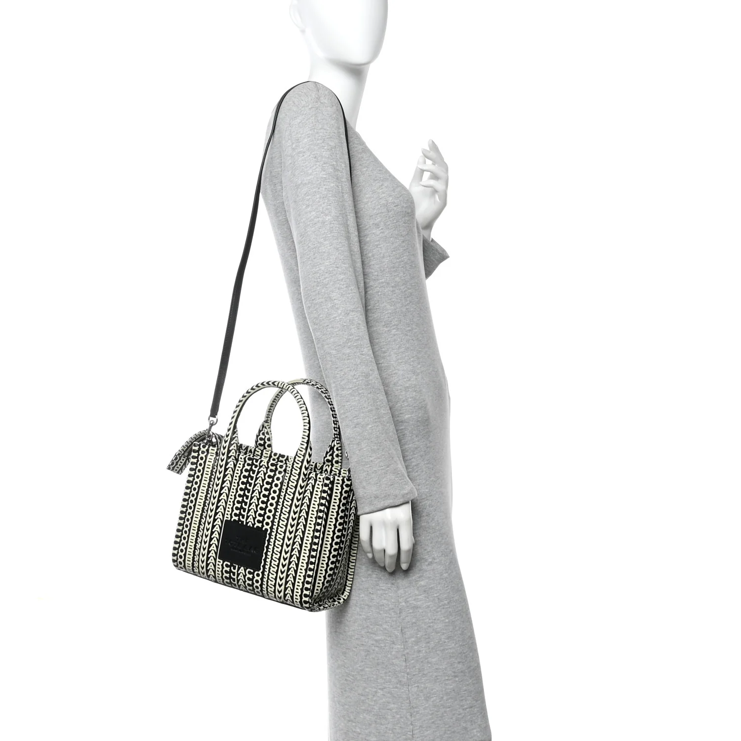 Calfskin Small The Monogram Tote Black White