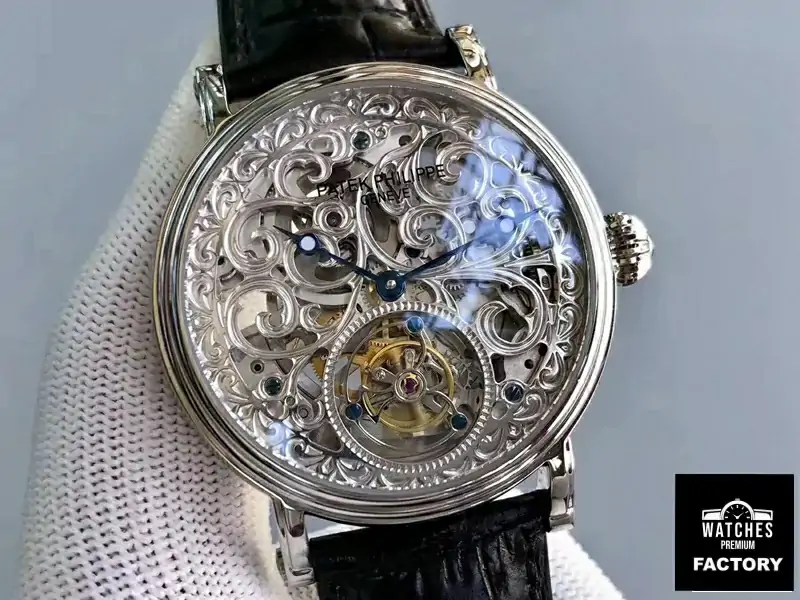 Patek Philippe Tourbillon 316L Stainless Steel Skeleton Dial