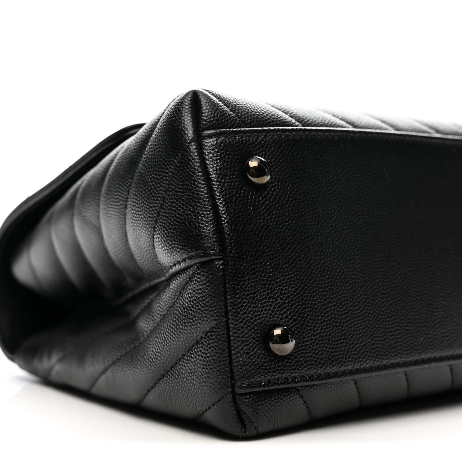 Caviar Chevron Quilted Small Coco Handle Flap So Black