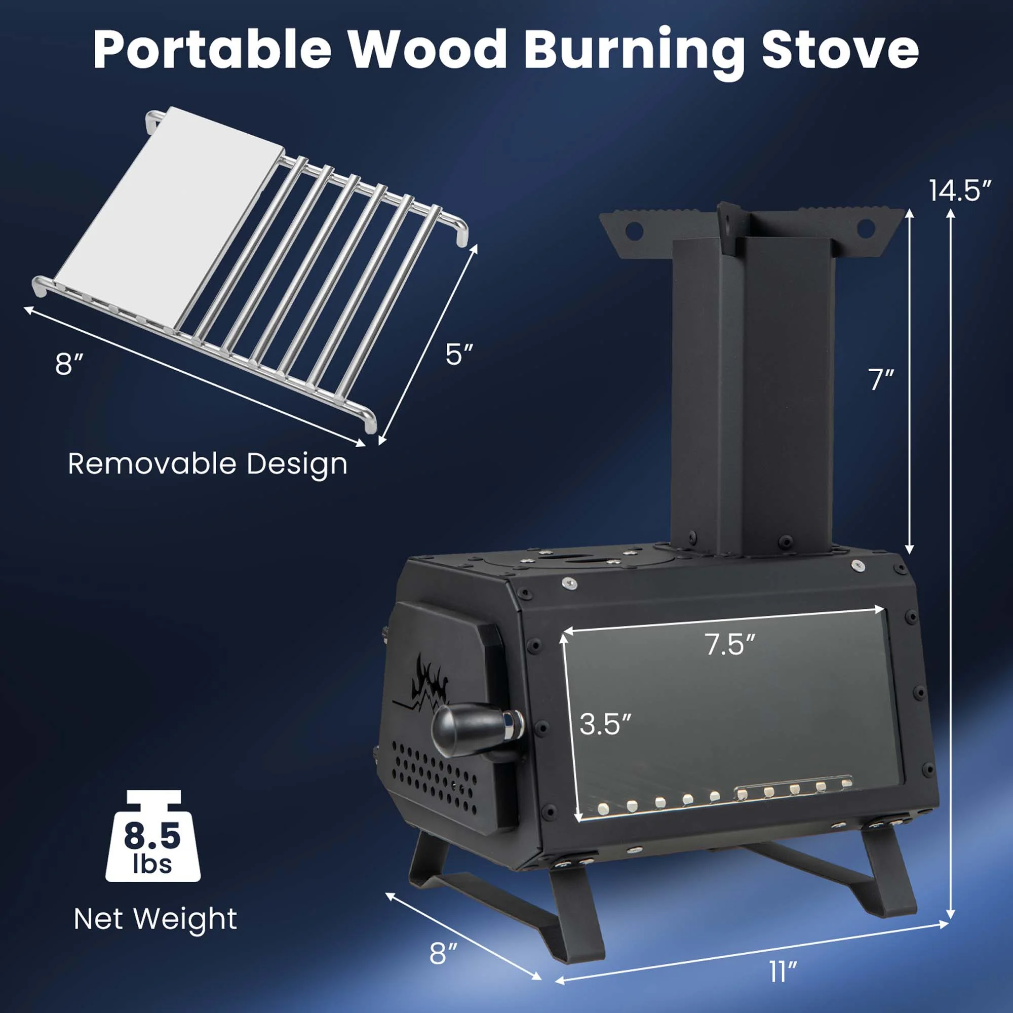 Portable Wood Camping Stove with 2 Cooking Positions(B) Image 3