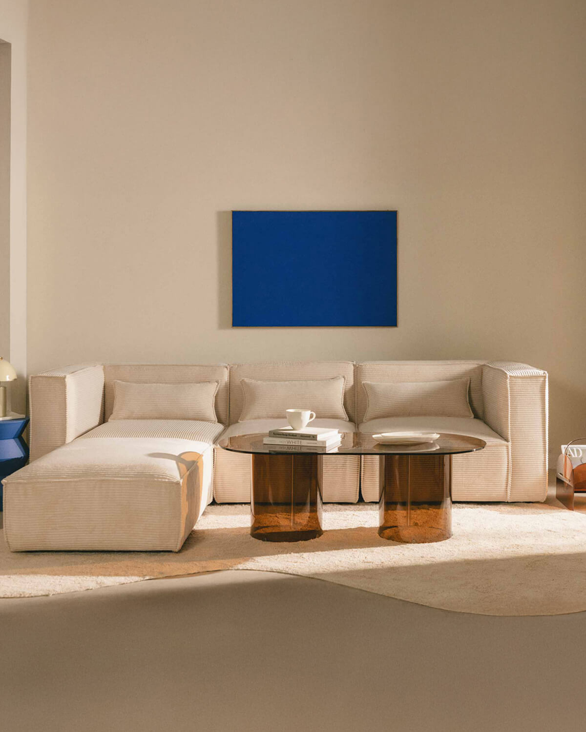 Kilhe Pana Gruesa - Sofá Modular de 3 Piezas con 2 Esquineros y Sillón con Puff de Pana Gruesa Kilhe
