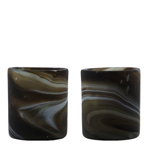 Kae telyseholder 8x7 cm brun