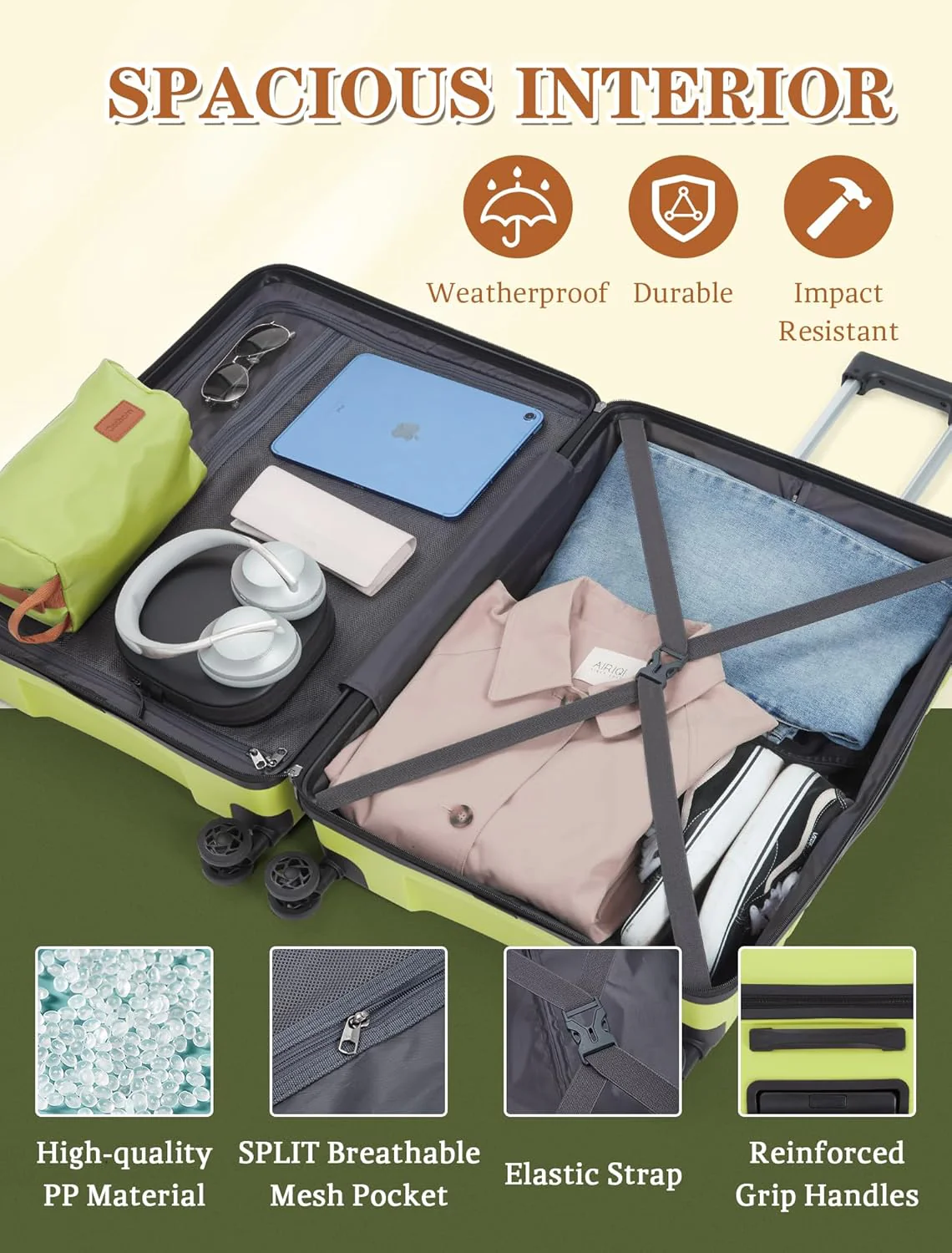 Ensemble de 5 valises à roulettes, valise rigide en ABS avec roulettes multidirectionnelles
