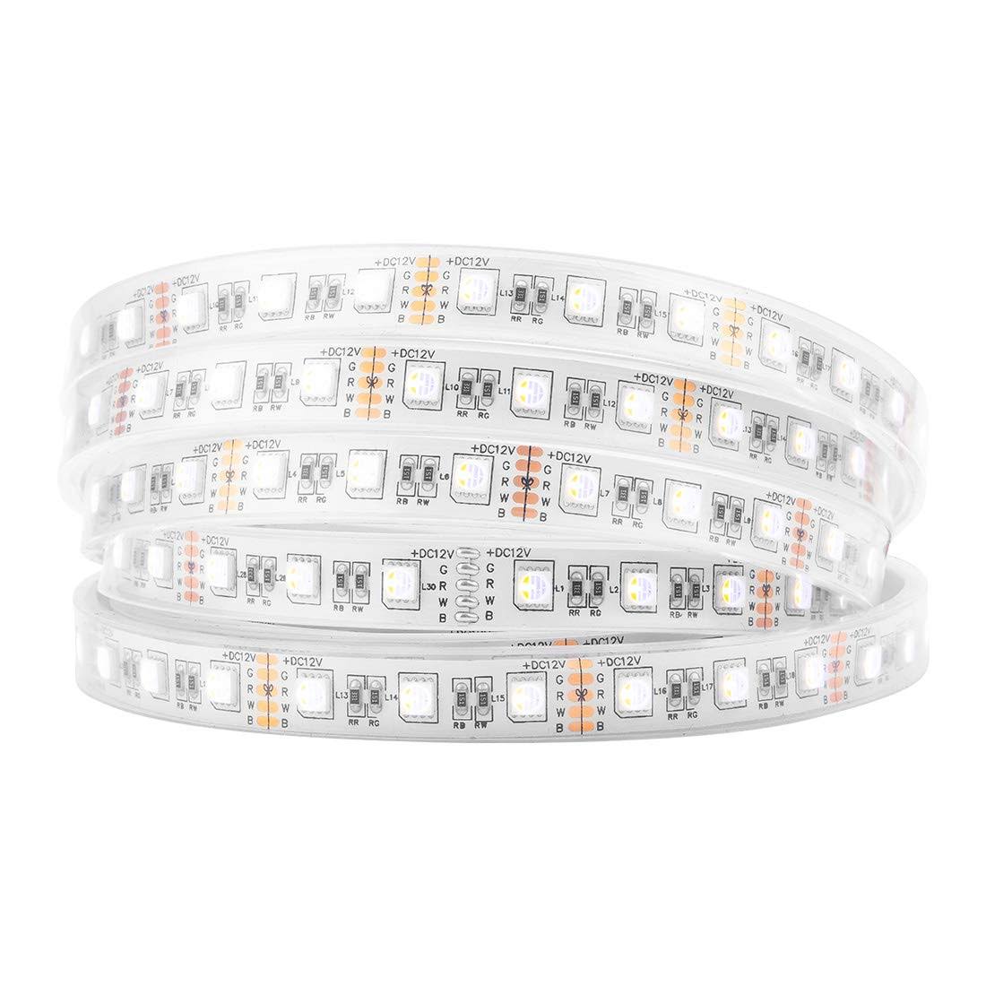 BTF-LIGHTING 5050 RGBW RGB+Warm White(2700K-3000K)4 Colors in 1 LED 16.4ft 60LEDs/m Multi-Colored LED Tape Lights IP65 Silicone Tube Waterproof