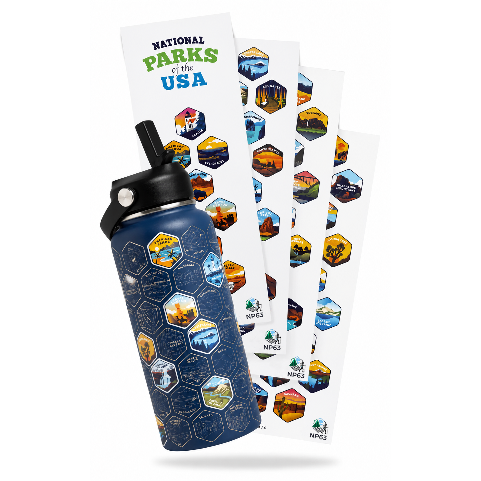 NP63 National Parks Water Bottle + Stickers