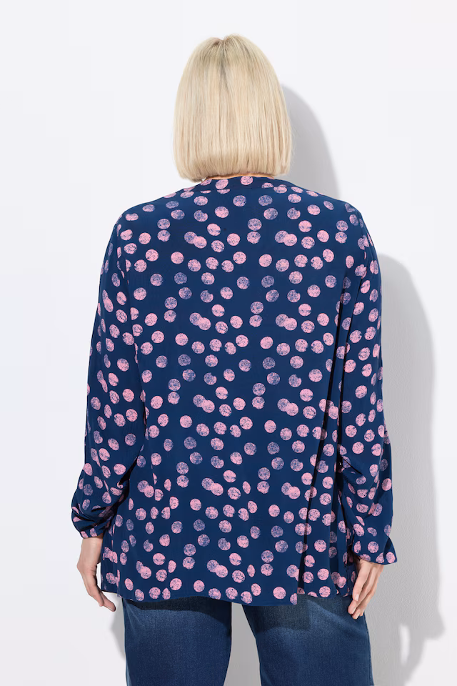 Smocked Long Sleeve Polka Dot Blouse