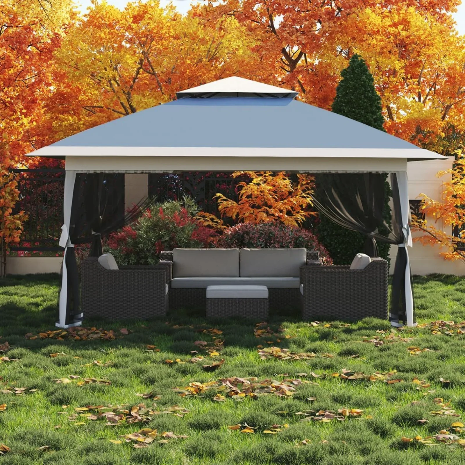M optimized 13' x 13' Pop up Canopy Tent with Netting Sidewalls, Outdoor Gazebo Tent Gazebo Shade Shelter for Backyard, Garden, Deck, Lawn