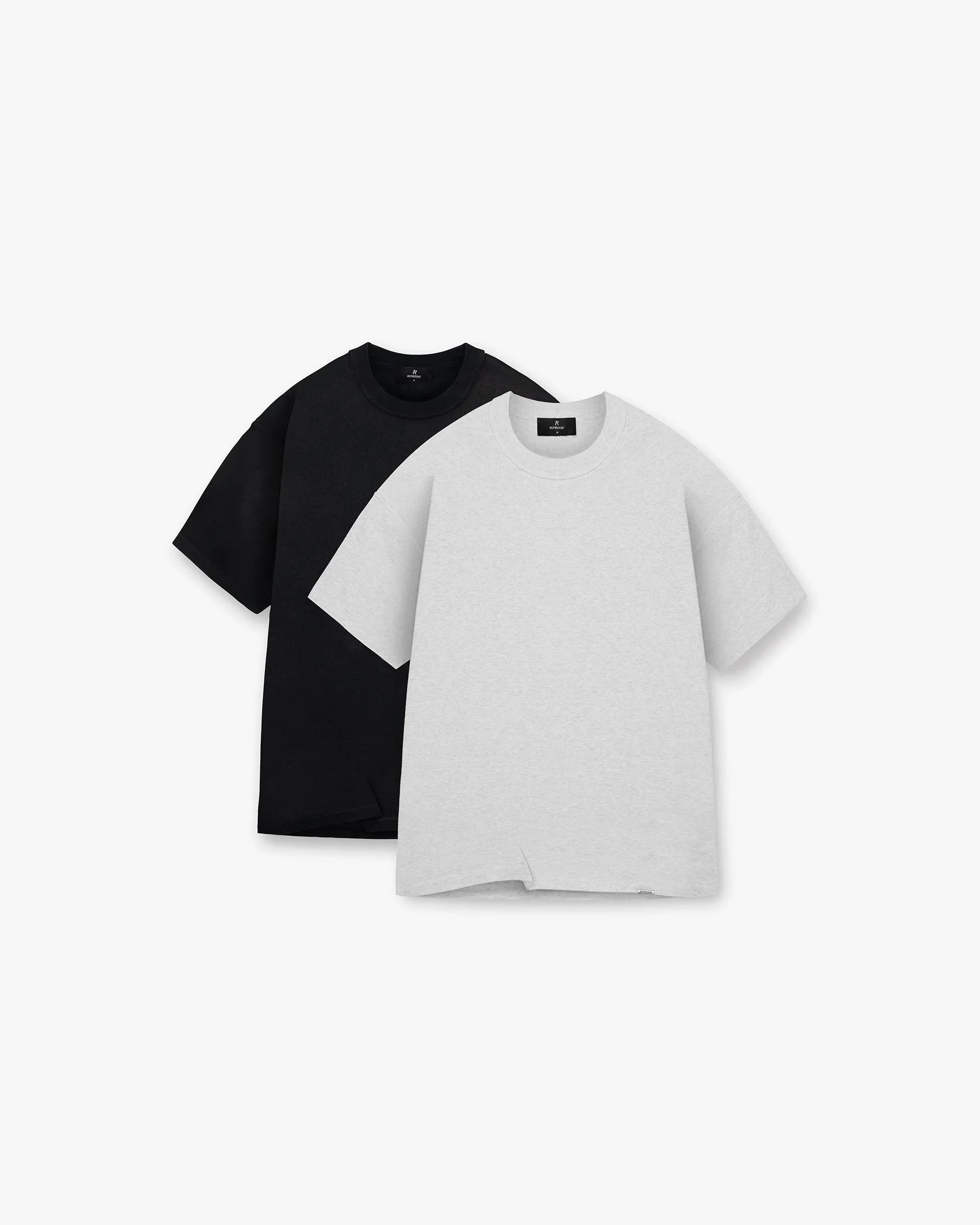 2 x Initial T-Shirt - Black & Ice Grey Marl