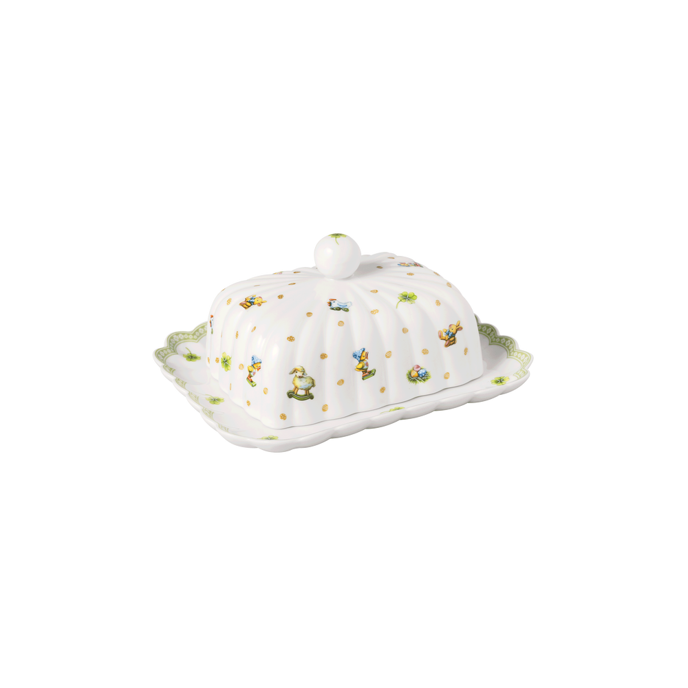 Easter Delight Covered butter dish - Green, Premium Porcelain