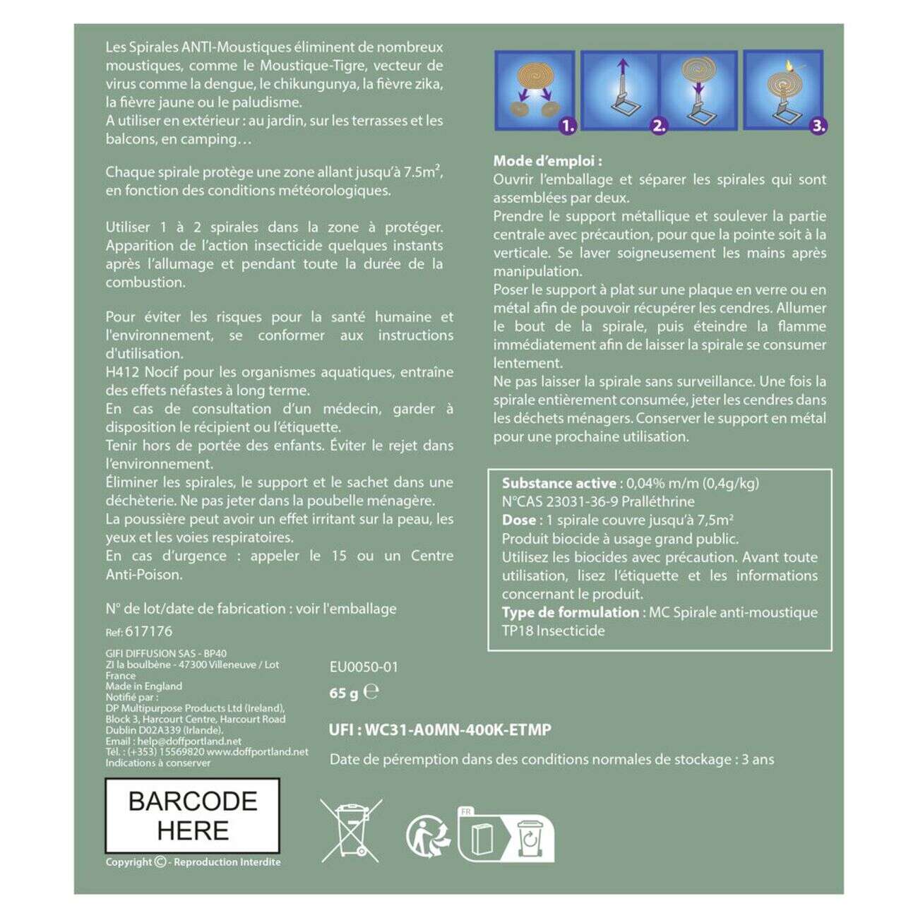 Spirale antimoustique 40H x10 avec support métal x2